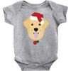 golden retriever dog with red santa's hat Baby Bodysuit