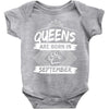 Queens Are Born In September Baby Onesie