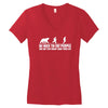 be nice to fat people bear chase funny pub joke Women's V-Neck T-Shirt