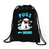 pugs not drugs Drawstring Bags