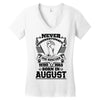 Never Underestimate Dog Rescuer Who Was Born August Women's V-Neck T-Shirt