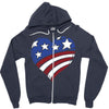 disstressed america flag heart Zipper Hoodie