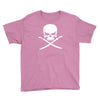 biker pirate skull bones swords Youth Tee