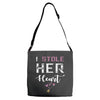 i stole her heart couple Adjustable Strap Totes