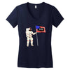 Astronaut Celebrating Independence  Day at 1776 Women's V-Neck T-Shirt
