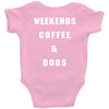 weekends coffe and dogs white back Baby Bodysuit