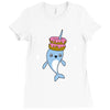 narwhal donuts kawaii cute unicorn harajuku sweet cool awesome Ladies Fitted T-Shirt