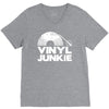 vinyl junkie white logo V-Neck Tee