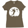skiier moon moonlight silhouett Ladies Fitted T-Shirt