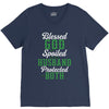 blessed god by spoiled by my husband protected by both V-Neck Tee