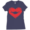lip print heart Ladies Fitted T-Shirt