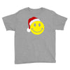 smiley face wears santa hat merry christmas Youth Tee