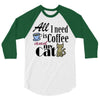 coffee cat 3/4 Sleeve Shirt