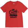 Queens Are Born In January V-Neck Tee