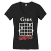 gsus saves chord Women's V-Neck T-Shirt