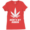 Support Lung Cancer Awareness With A White Cannabis Leaf Ladies Fitted T-Shirt