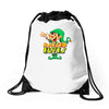 raised by elves elf christmas Drawstring Bags