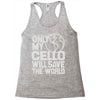only my cello will save the world Racerback Tank