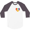 Rainbow Equality Heart 3/4 Sleeve Shirt