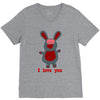 i love you bunny hare rabbit cupid couple kiss fun V-Neck Tee