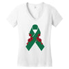 liver ribbon and rose Women's V-Neck T-Shirt