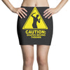 caution shapes being thrown printed Mini Skirts