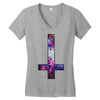 inverted galaxy cross funny  religion banter space fashion new Women's V-Neck T-Shirt