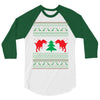 ugly sweater dinosour 3/4 Sleeve Shirt