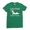 caution men at work Ladies Fitted T-Shirt