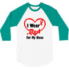 niece i wear a red heart ribbon 3/4 Sleeve Shirt
