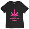 Support Breast Cancer Awareness With A Pink Cannabis Leaf V-Neck Tee