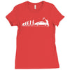 evolution of man' chequered flag classic 912 Ladies Fitted T-Shirt