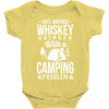whiskey and camping! Baby Bodysuit