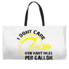 I Don't Care How Many Miles Per Gallon Weekender Totes