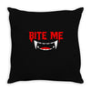 bite me halloween vampire teeth Throw Pillow