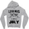 Legends Are Born In July Zipper Hoodie