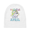 unicorns are born in april cute unicorn Baby Beanies