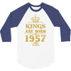 kings are born in 1957 3/4 Sleeve Shirt