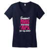 I Wear Pink For My Sister Women's V-Neck T-Shirt
