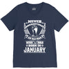 Never Underestimate Old Man Who Was Born January V-Neck Tee