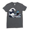 Great White Wave Shark Ladies Fitted T-Shirt