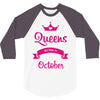 queens are born in october 3/4 Sleeve Shirt