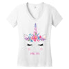 birthday unicorn family series mom Women's V-Neck T-Shirt