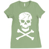 skull and crossbones pirate neon Ladies Fitted T-Shirt