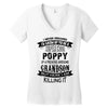 Super Cool Poppy Of A Freaking Awesome Grandson Women's V-Neck T-Shirt