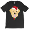 golden retriever dog with red santa's hat T-Shirt