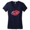 American Flag Lips Women's V-Neck T-Shirt
