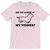 are you looking at my weiner t shirt funny dog wiener dachshund s m l T-Shirt