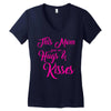 this mom hugs kiss es Women's V-Neck T-Shirt