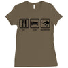 eat sleep snowboard mens black snowboarding t shirt wow Ladies Fitted T-Shirt